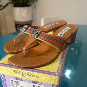 Brighton Kendal Orchard Tan Sandals with Multicolor Straps 9.5
